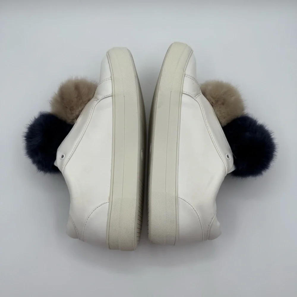 Mossimo Supply Co. Abbie Leather Slip On White Sneakers With Faux Fur Pompom - Picture 11 of 14